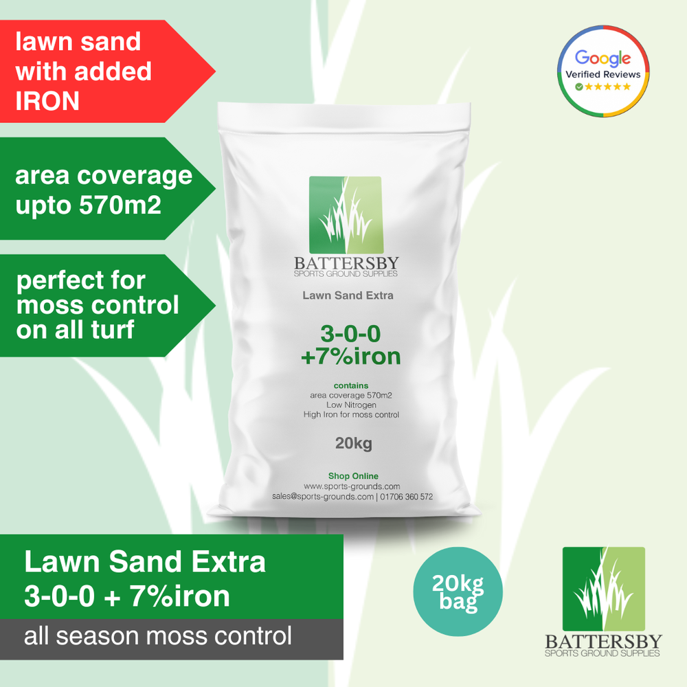 Battersby Spring & Summer Fertiliser: Lawn Sand Extra 3-0-0+7%Fe - 20Kg