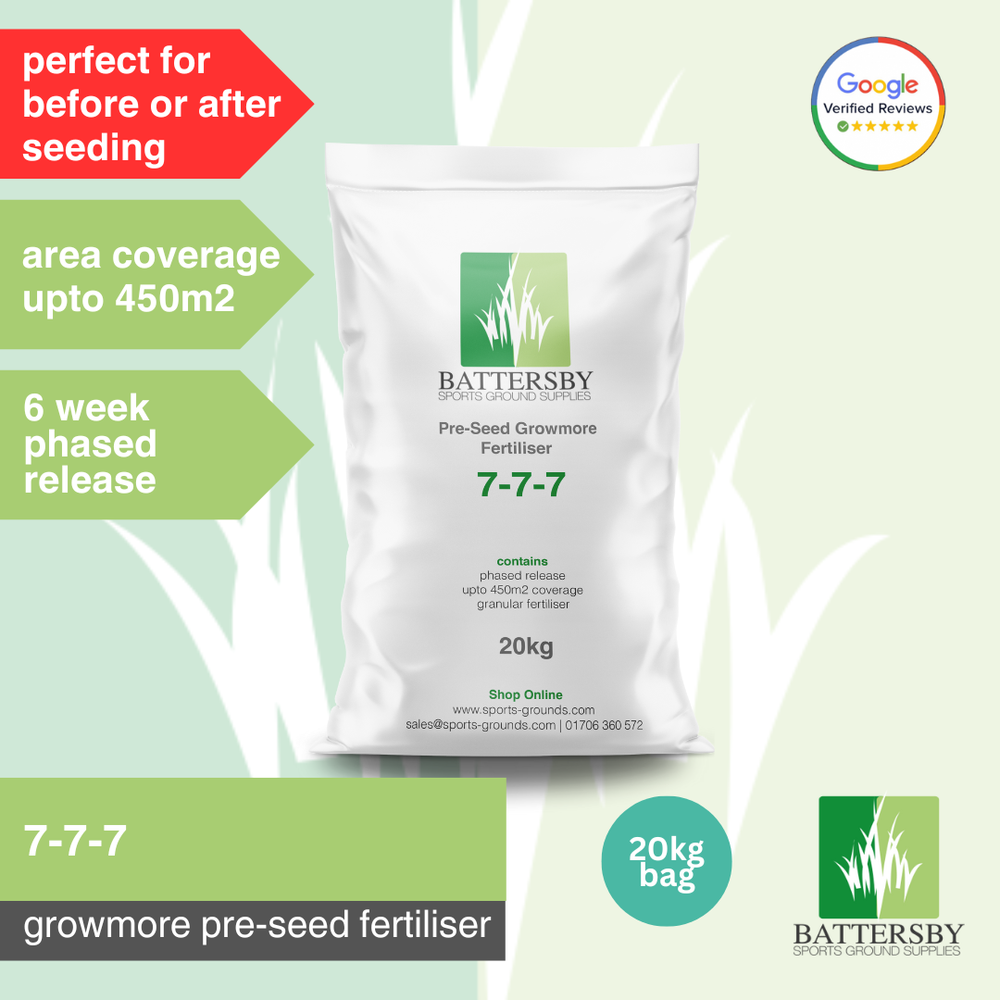 Battersby Pre-Seed Growmore Fertiliser: 7-7-7 - Pre-Seed Fertiliser - 20kg